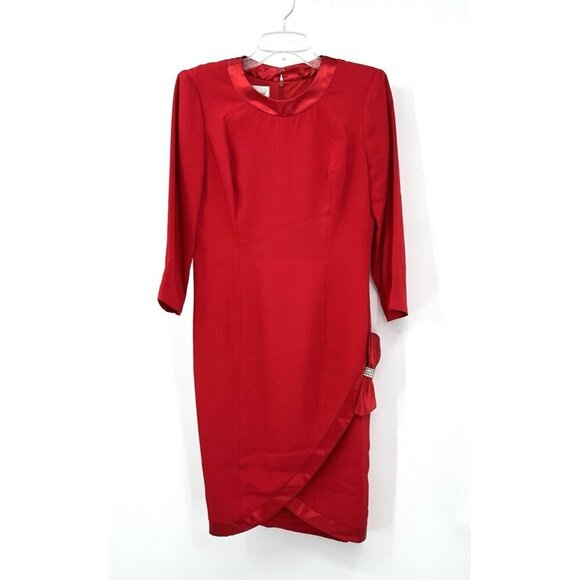 Dresses & Skirts - vintage 90s RIMINI dress formal cocktail party bow rhinestones event red 6 SMALL